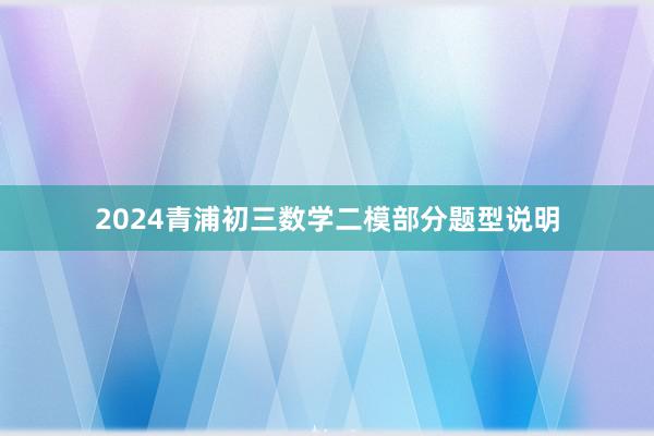 2024青浦初三数学二模部分题型说明